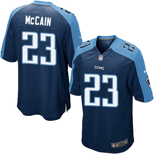 Men's Game Brice McCain Nike Jersey Navy Blue Alternate - #23 NFL Tennessee Titans